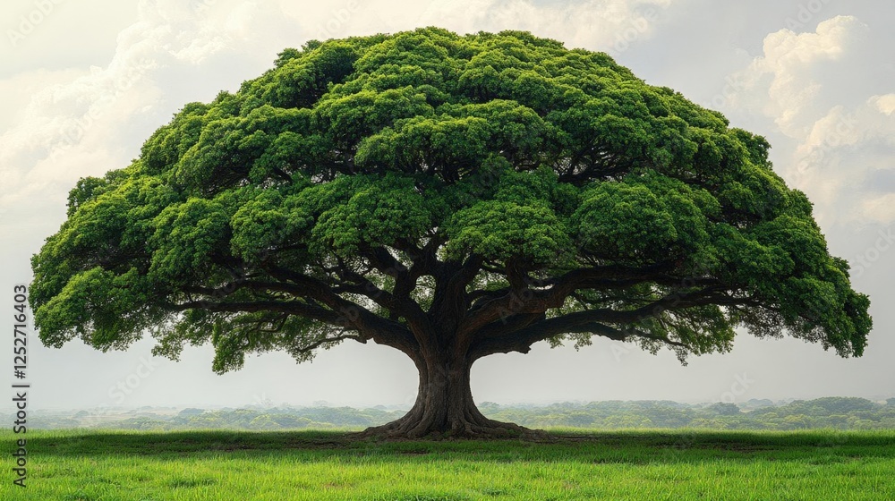 Fototapeta premium Majestic Green Tree In Open Field