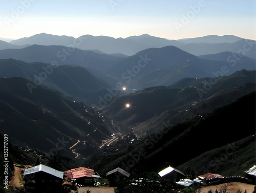 Mountain Village Sunset Photo