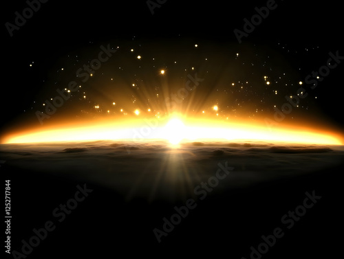 Golden Sunrise Planet 3D Il...