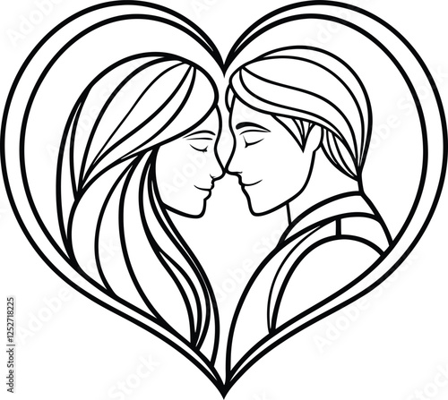 Romantic Couples HeartShaped Portrait Love, Passion, Affection, Unity, Bond