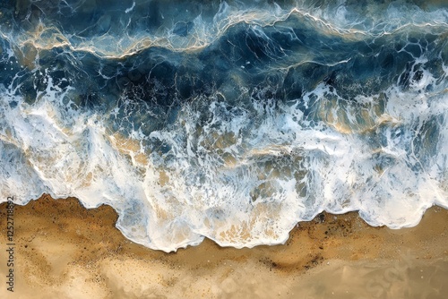 Waves washing ashore at a serene beach during the early morning hours