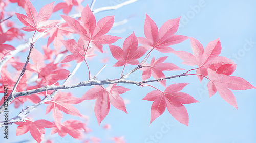Pink Maple Leaves Illustration
