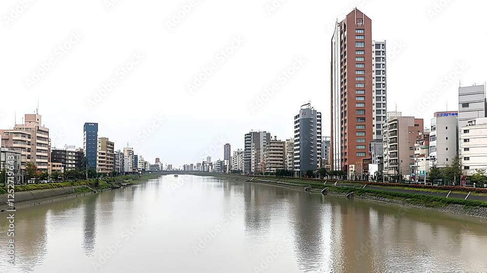 Fototapeta premium Urban Riverfront Cityscape Photo