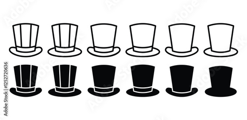 american hat uncle sam's icon symbol vector design black white color simple outline and black filled illustration sets