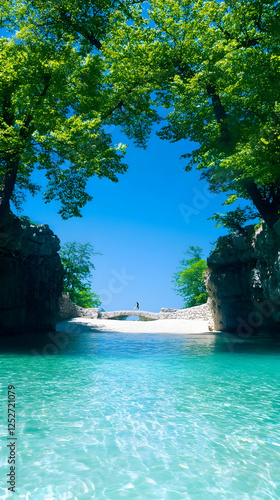 Serene Beach Landscape Illu...