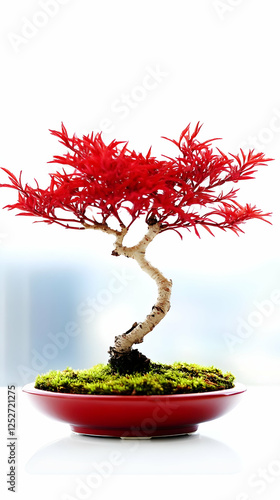 Vibrant Red Bonsai Tree Ill...