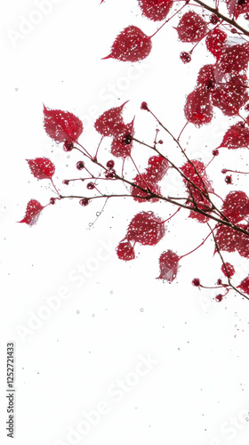 Red Leaves Rain Drops Photo