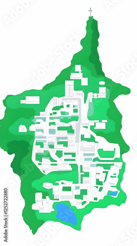 Island Town 3D Illustration