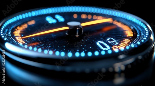 Futuristic Speedometer: Digital Chronometer Displaying 09 Seconds
