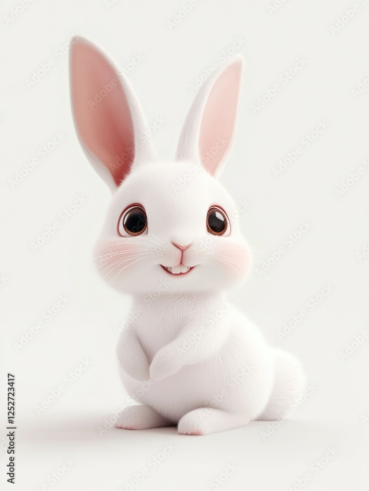 Fototapeta premium A charming digital bunny with a happy expression.
