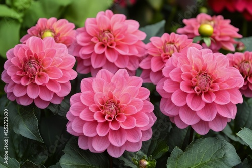 Bright pink flowers bloom in a vibrant garden setting during spring season