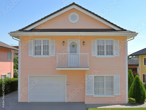 Peach House Exterior Illust...