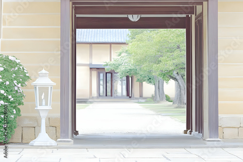 Serene Garden Pathway Illus...