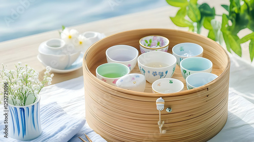 Bamboo Steamer with Floral ...