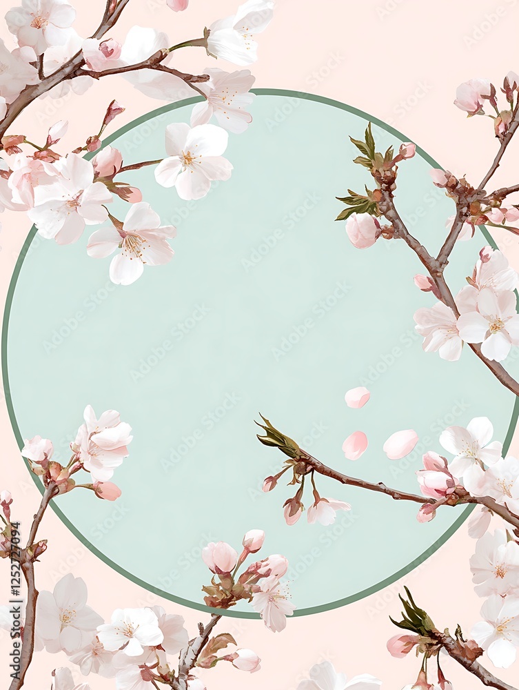 Fototapeta premium Elegant cherry blossom design for spring celebrations and invitations