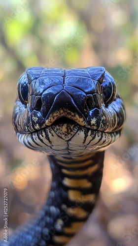 Close encounter with a striking snake in natural habitat during daylight