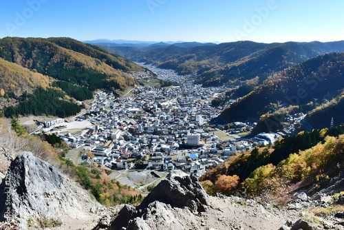 Autumn Mountain Town Aerial...