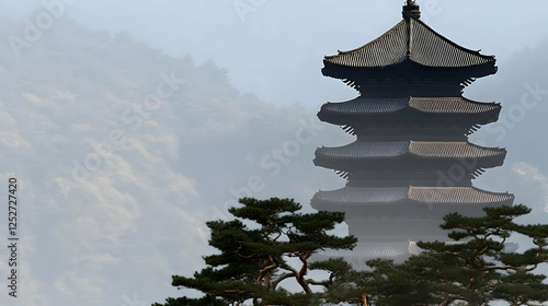 Misty Mountain Pagoda Illus...