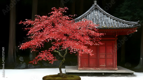 Autumnal Red Maple and Pago...