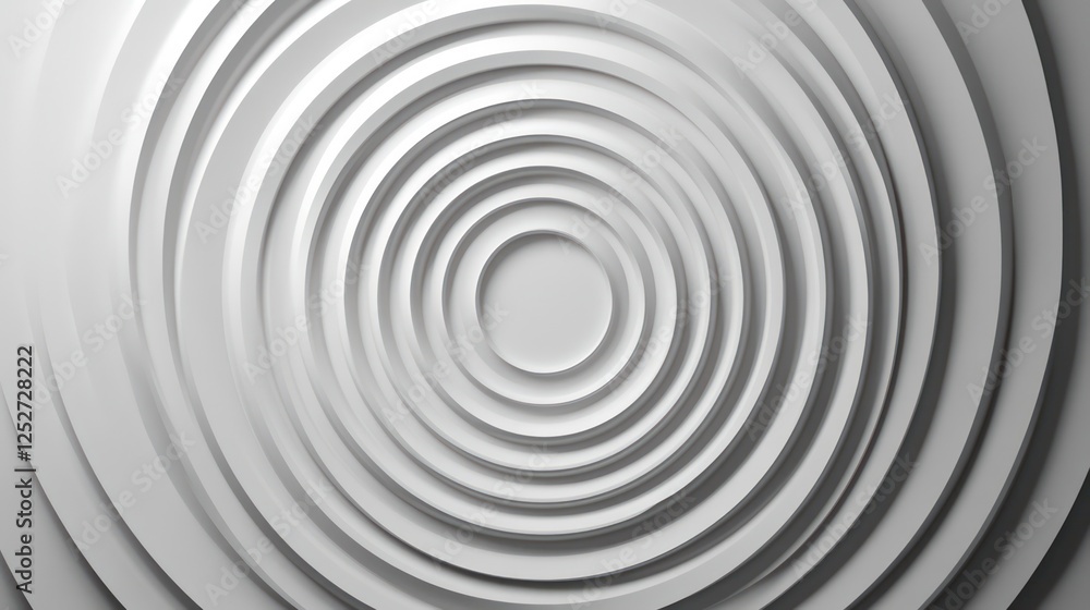 Obraz premium Abstract White Concentric Circles: A mesmerizing pattern of nested circles creating a dynamic visual experience. The grayscale palette enhances the depth and texture.