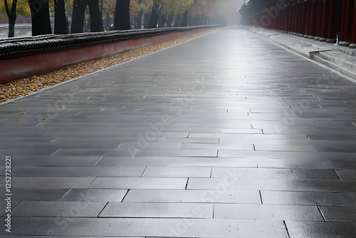 Wet Stone Path Autumn Illus...