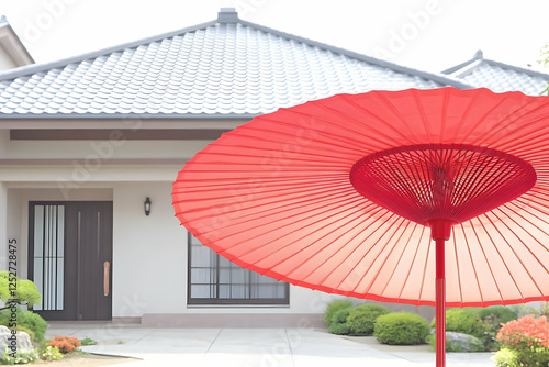 Red Japanese Umbrella House...