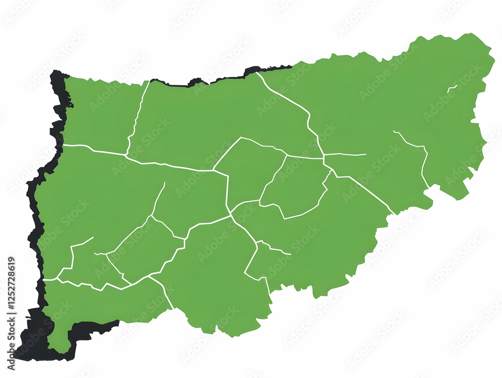 Obraz premium Green Regional Map 3D Illustration