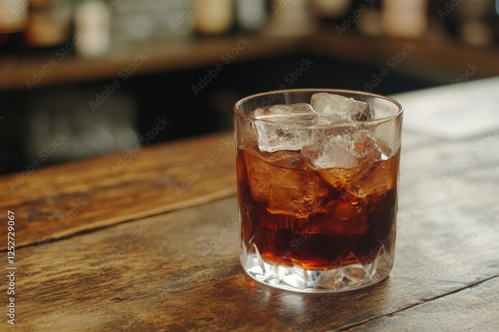 Refreshing ice cubes in a glass bowl on a wooden table during a warm day in an outdoor setting Refreshing ice cubes in a glass bowl on a wooden table during a warm day in an outdoor setting