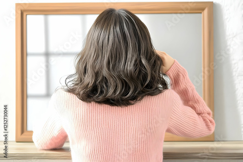 Woman with Wavy Brown Hair,...
