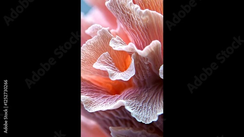Coral close-up, ocean backdrop, nature detail, texture