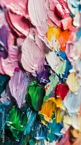 Colorful abstract painting with vibrant brush strokes showcasing an artist's ...