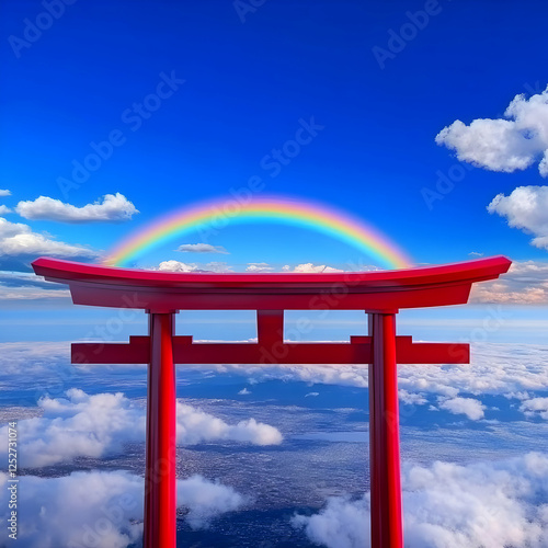 3D Torii Gate Rainbow Cloud...