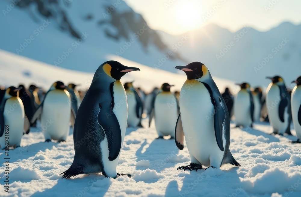 Obraz premium Penguins in the snow . Wild birds