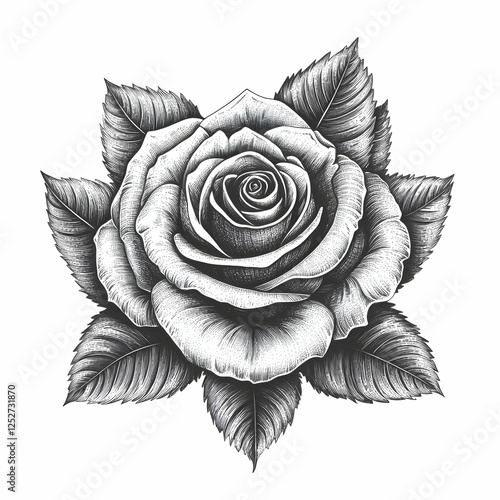Engraved Rose Illustration ...