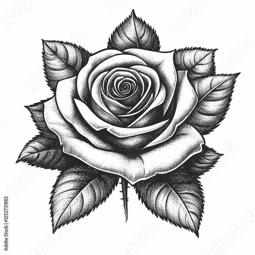 Engraved Rose Illustration