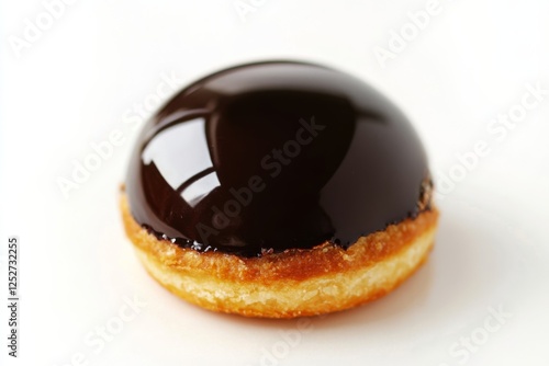 Rich chocolate syrup glistening on a dessert surface in a warm kitchen setting