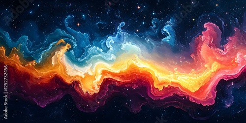 Fototapeta Naklejka Na Ścianę i Meble -  iridescent rainbow galaxy space swirl trippy artwork abstract background