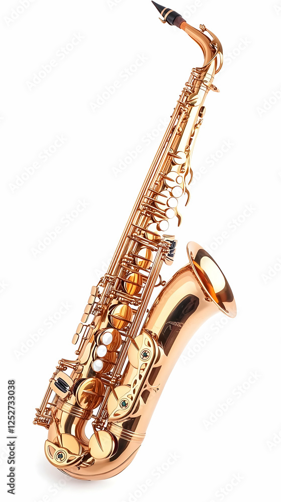 Naklejka premium Golden Alto Saxophone 3D Illustration