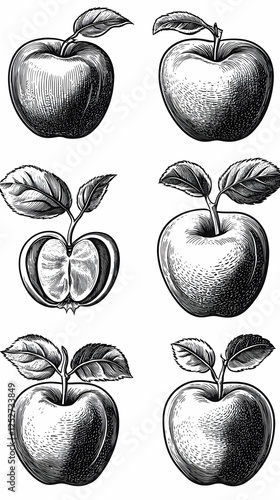 Engraved Apple Illustration...