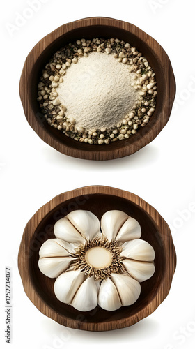 Wooden Bowl with Flour and ...