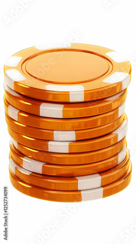 Orange Casino Chips 3D Render