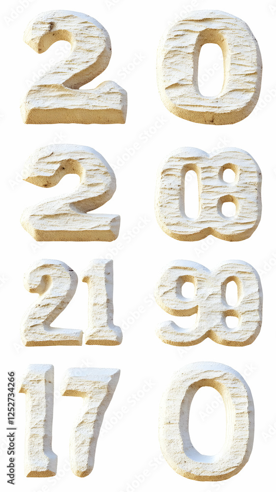 Stone Number Texture 3D Render