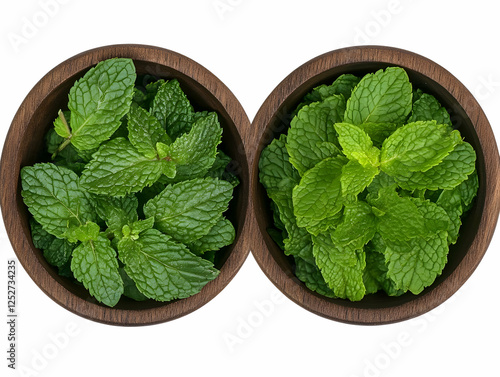 Fresh Mint Leaves in Wooden...