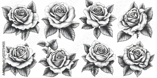Elegant Monochrome Rose Ill...