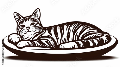 Serene Tabby Cat Illustration