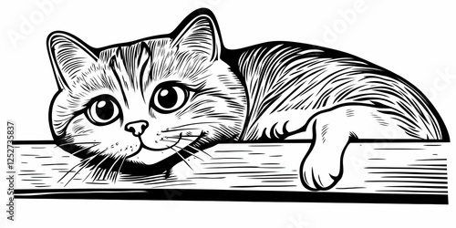 Cute Cat Illustration: Wood...