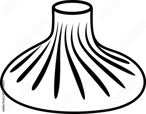 Khinkali outline. Isolated khinkali on white background
