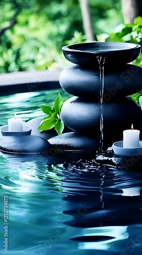 Serene Water Feature Illust...