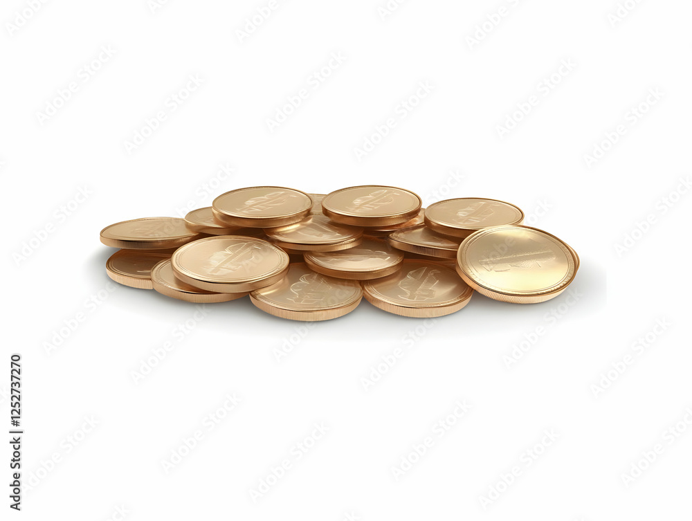 3D Render Golden Coins Pile Illustration 3D Render Golden Coins Pile Illustration