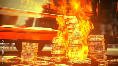 Burning Currency Stacks 3D ...